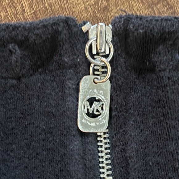 Michael Kors Womens cowl neck full zip jacket sweater medium black silver - Picture 2 of 5